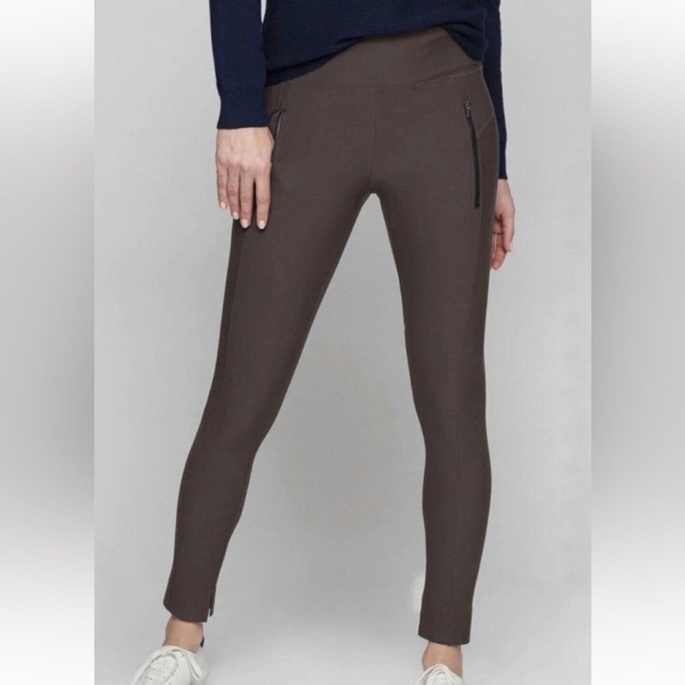 ATHLETA Stellar Espresso Brown High Rise Tight Leggings Zip pockets Size XS